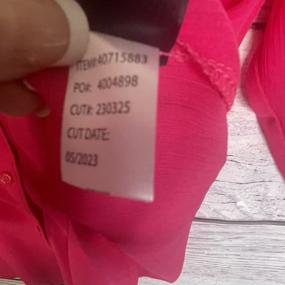 Torrid Chiffon Buton Down Size 1X Long Sleeve Blouse Pink BOHO - Picture 10 of 16